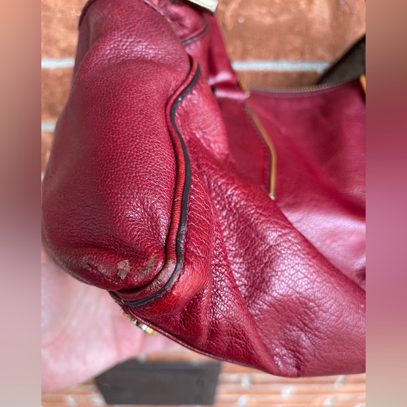 3/$12 Burgundy Michael Kors Leather Purse with Gold Hardware - Used - Picture 9 of 13